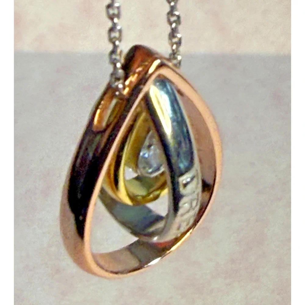 J. Rosee 925 Gold Over Sterling Teardrop Necklace Dream Love Happiness 16 in